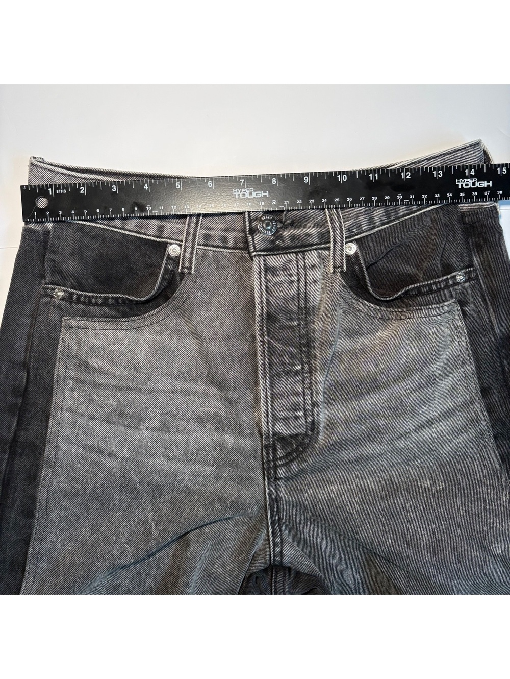 Veronica Beard Taylor Two-Tone Wide Leg High Rise Black/Gray Jeans - Picture 7 of 9